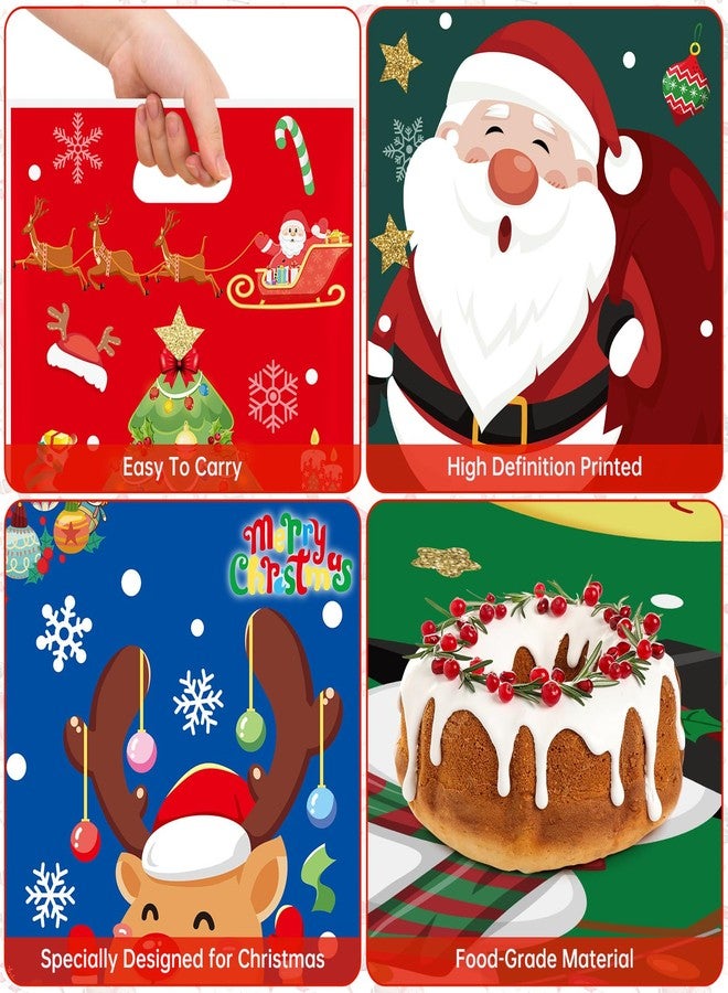 PADELO 50 Pcs Christmas Gift Bags - Xmas Tote Bags with Handles, Merry Christmaa Santa Claus Plastic Treat Goodie Goody Candy Bags Bulk for Shopping Retail Winter Xmas Holiday Christmass Party Favors - Image 4